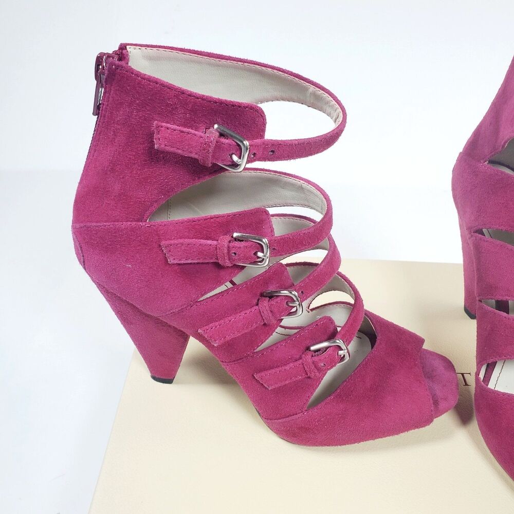 Franco Sarto Women’s Heels Size 6M Pink Suede "L-Tokyo" Strappy Open Toe 4" Heel